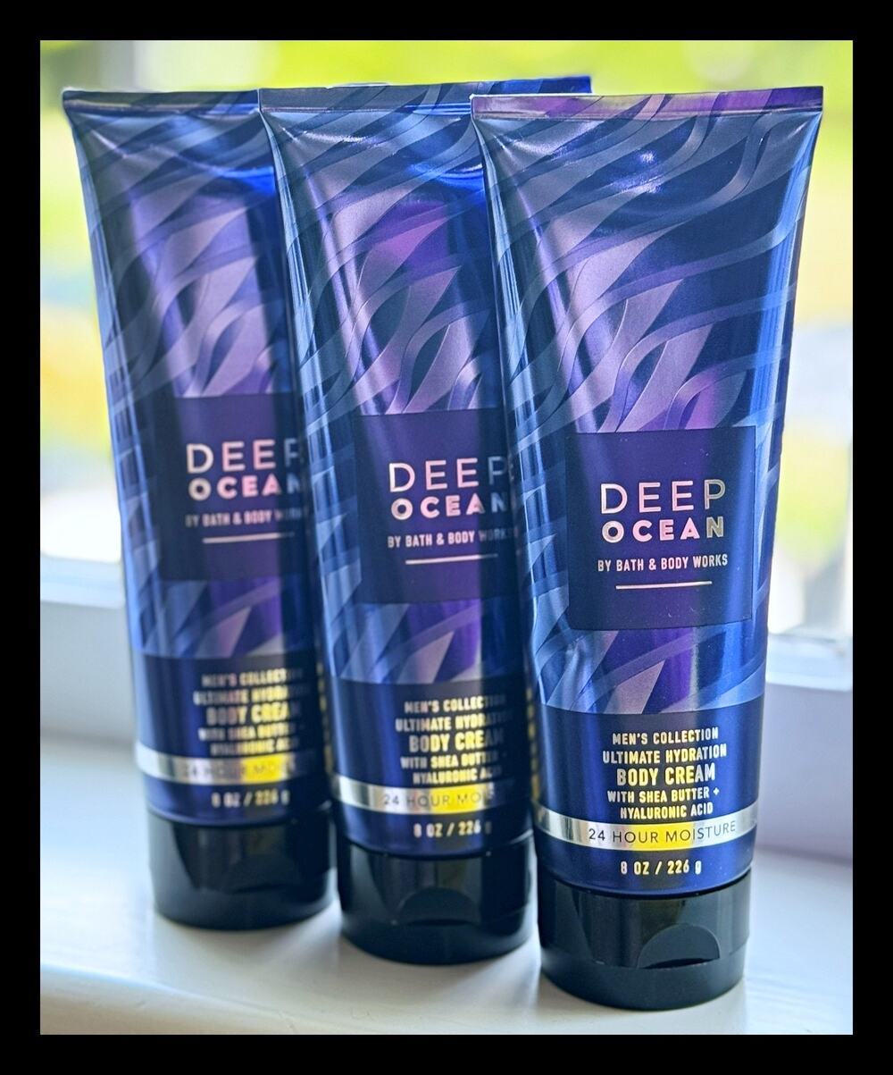 Bath & Body Works Deep Ocean Men's Collection Ultimate Hydration Body Cream x3